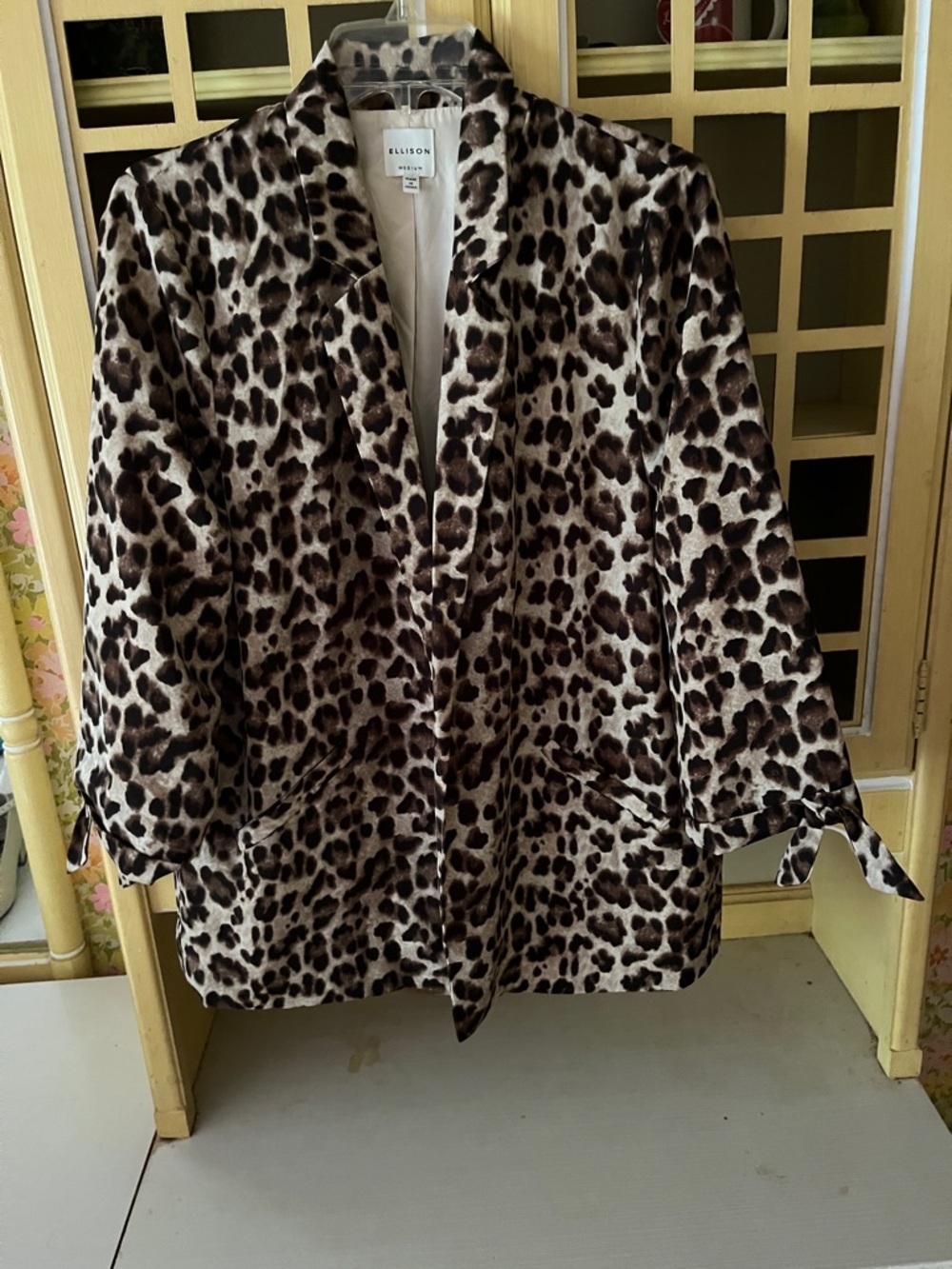 Ellison Leopard Print Blazer Jacket in Brown and Cream